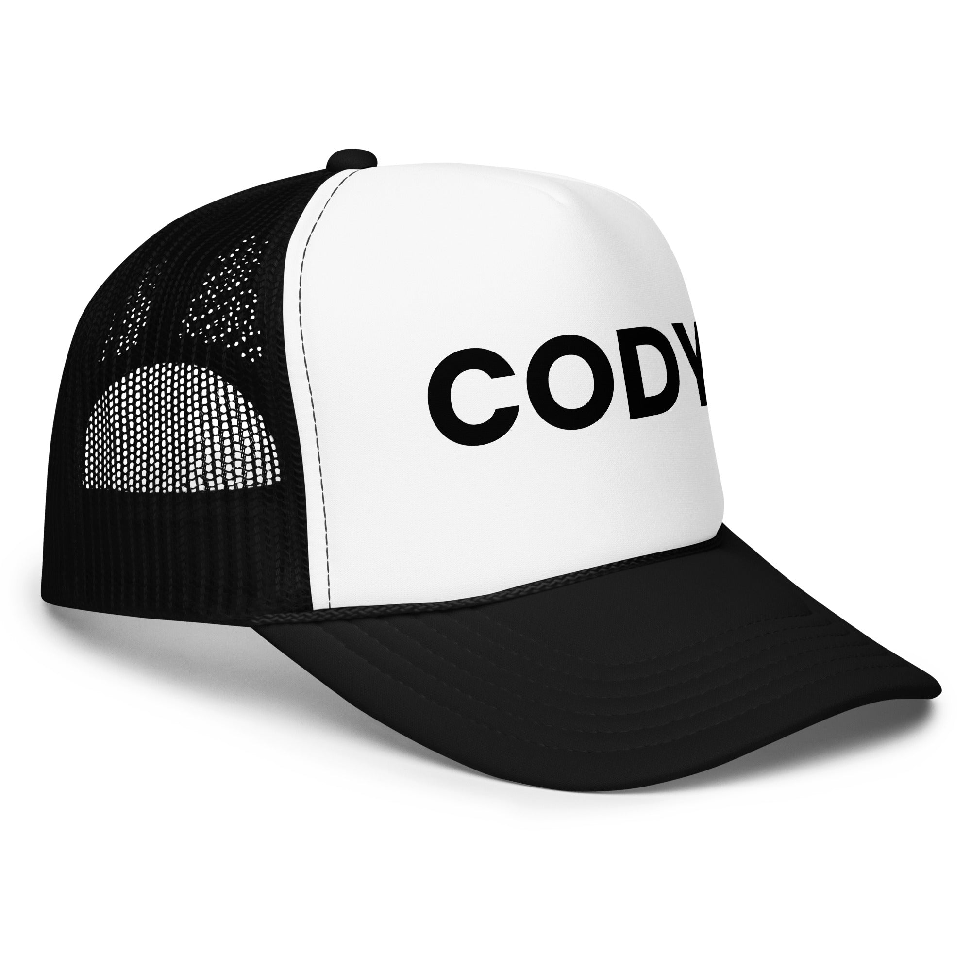 Cody Pool Hat LE white and black with black text left view
