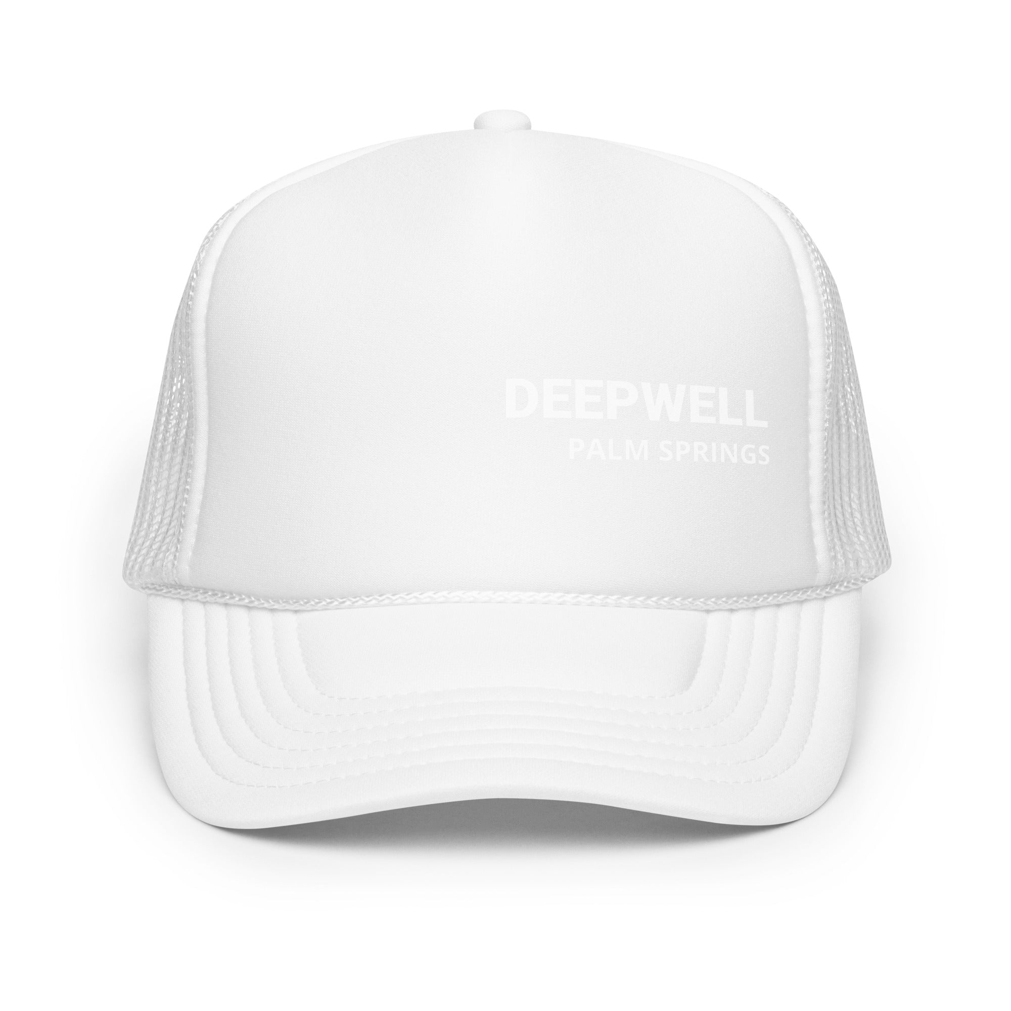 Deepwell Pool Hat white with white text front view