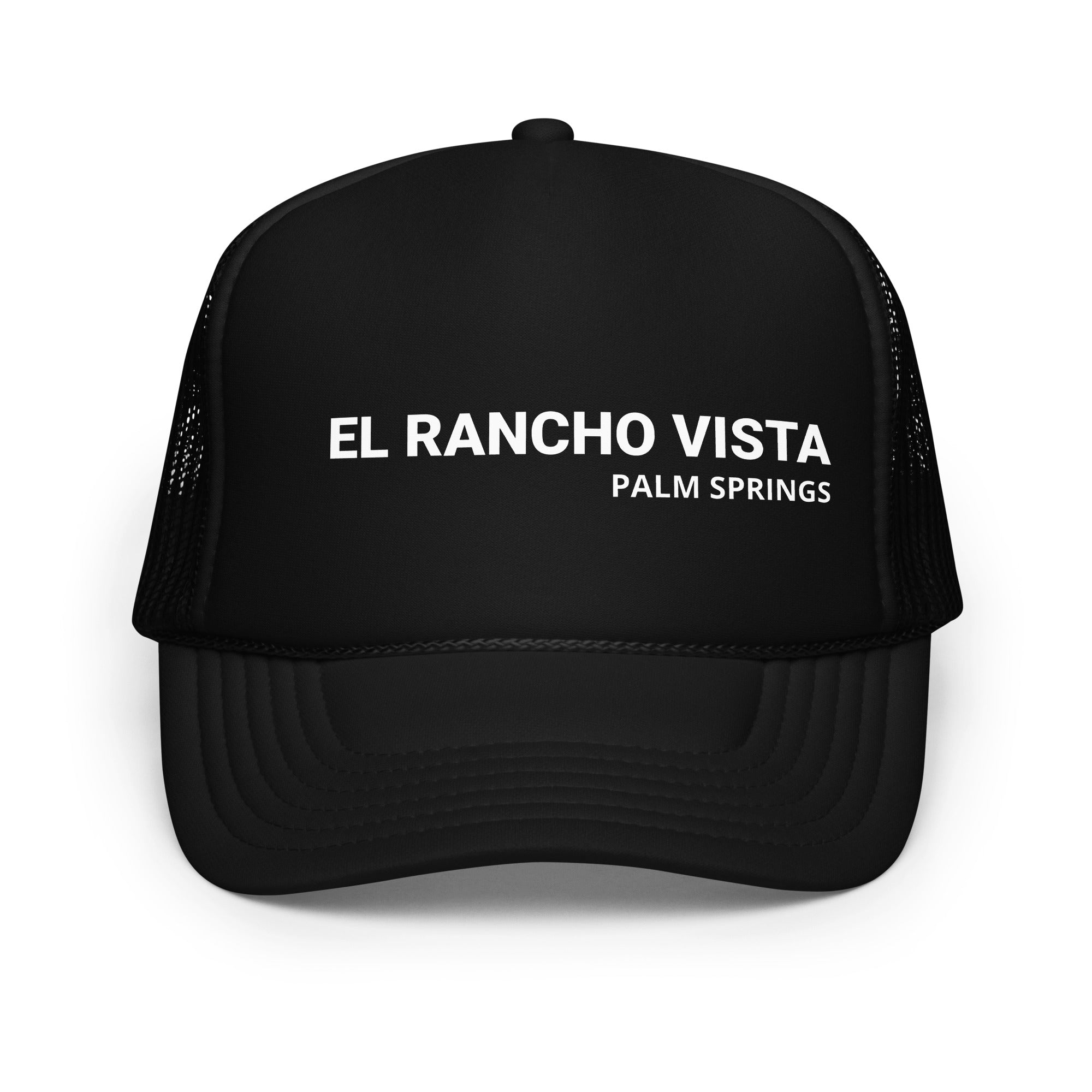 El Rancho Vista Pool Hat black with white text front view