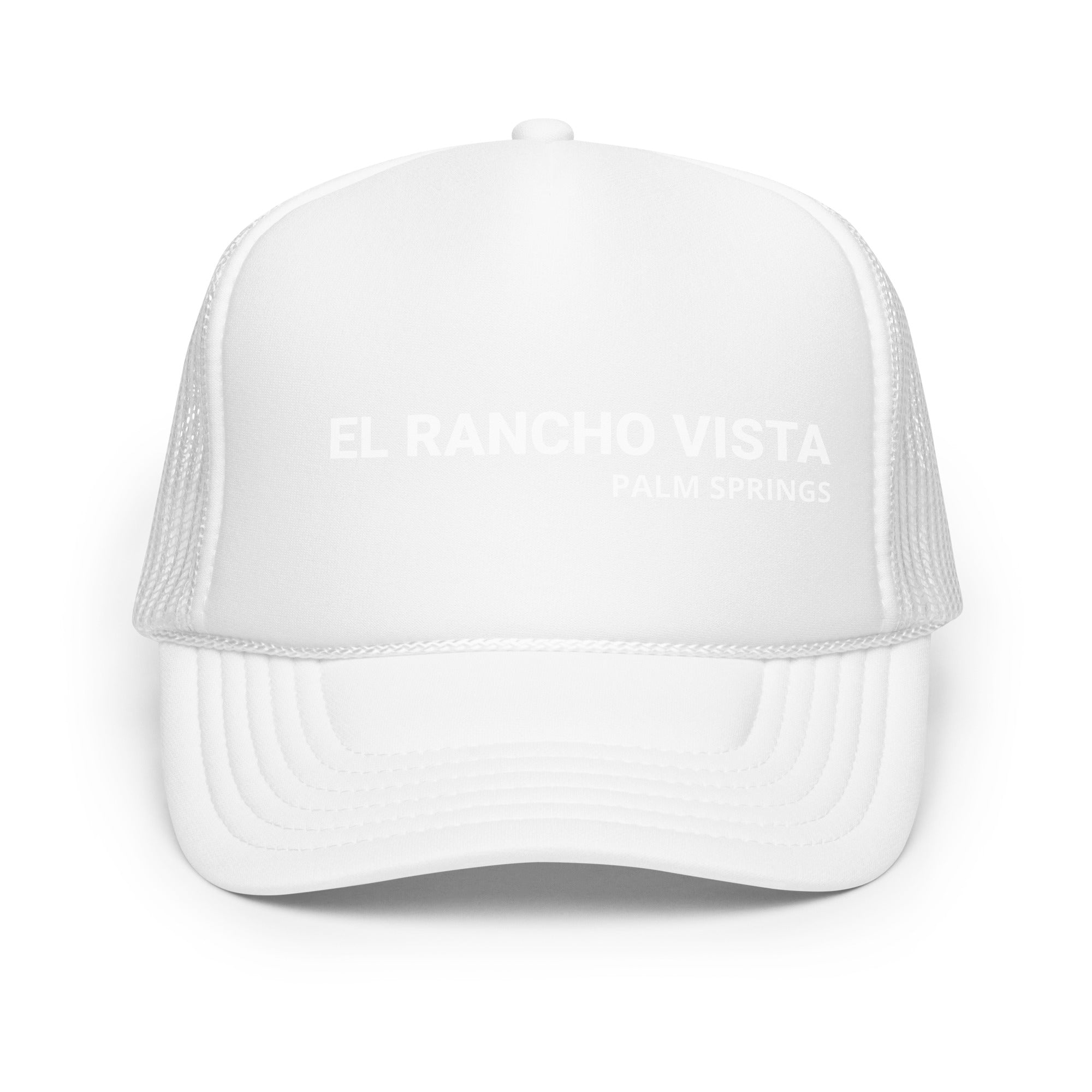 El Rancho Vista Pool Hat white with white text front view