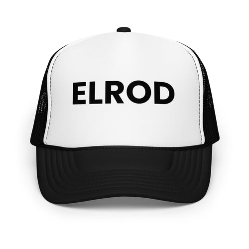 Elrod Pool Hat LE black and white with black text front view