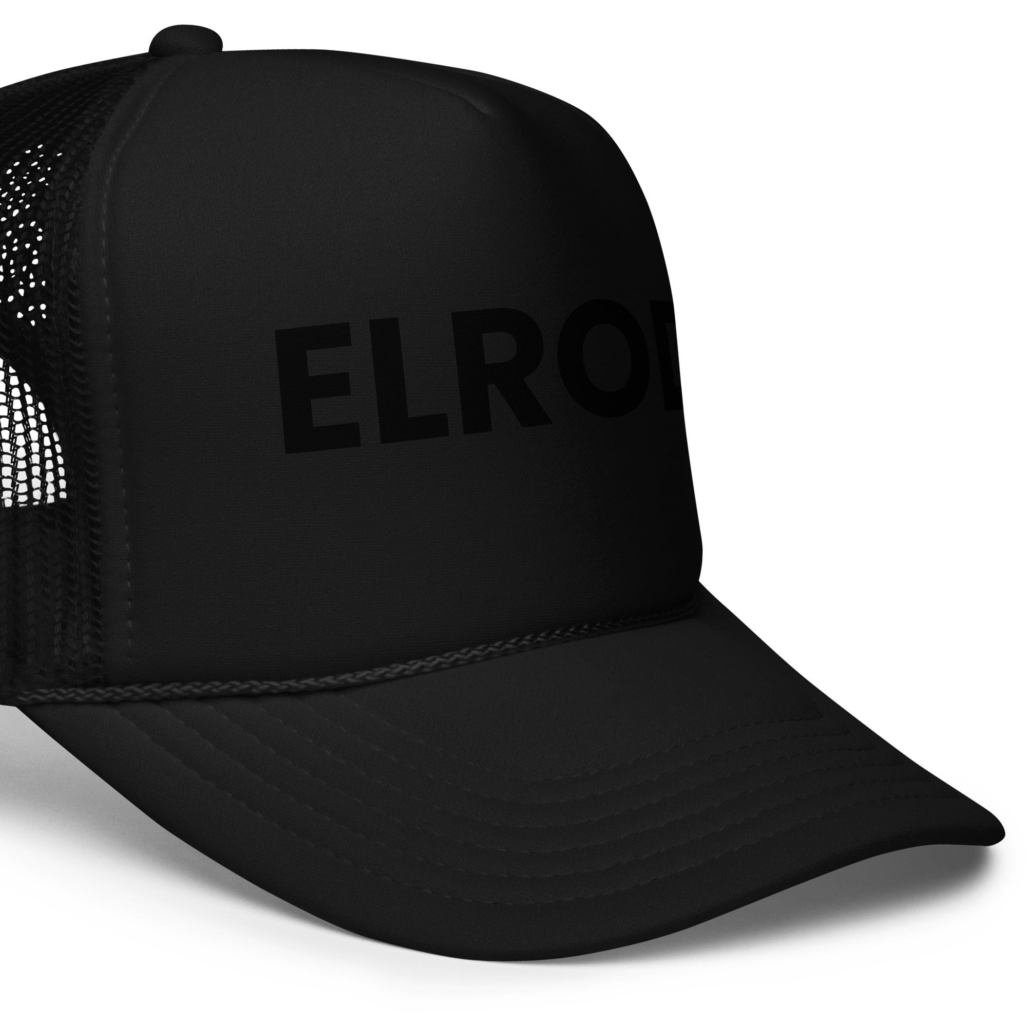 Elrod Pool Hat LE black with black text left view