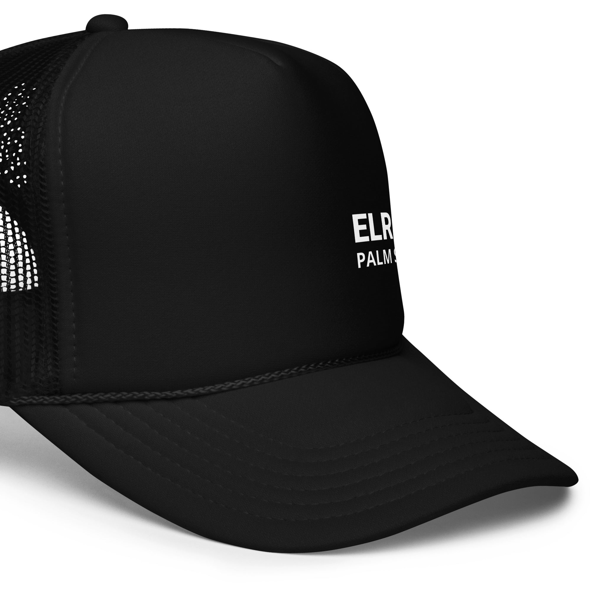 Elrod Pool Hat PS in black with white text left view
