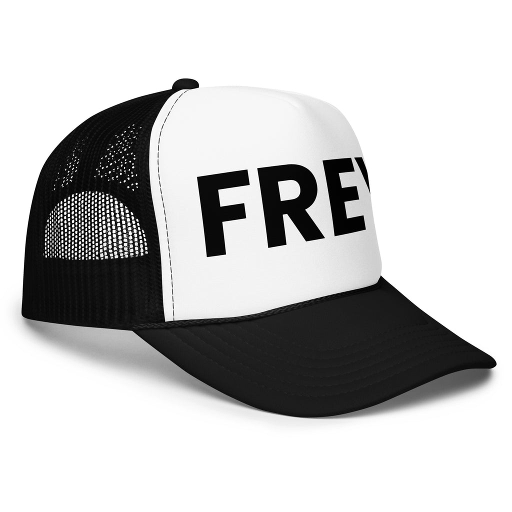 Frey Pool Hat Extra LE black and white black text left view
