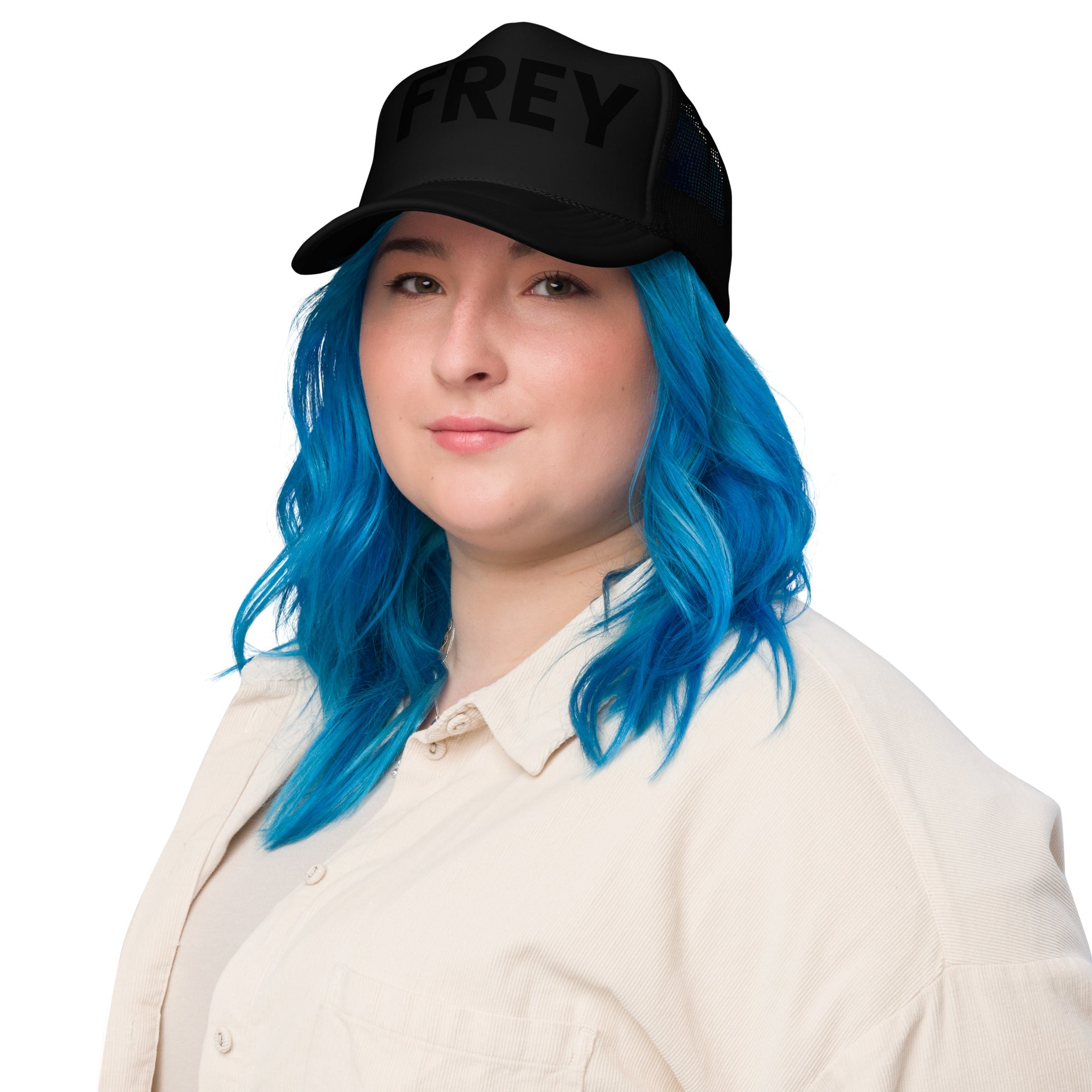 Frey Pool Hat Extra LE black on woman front view