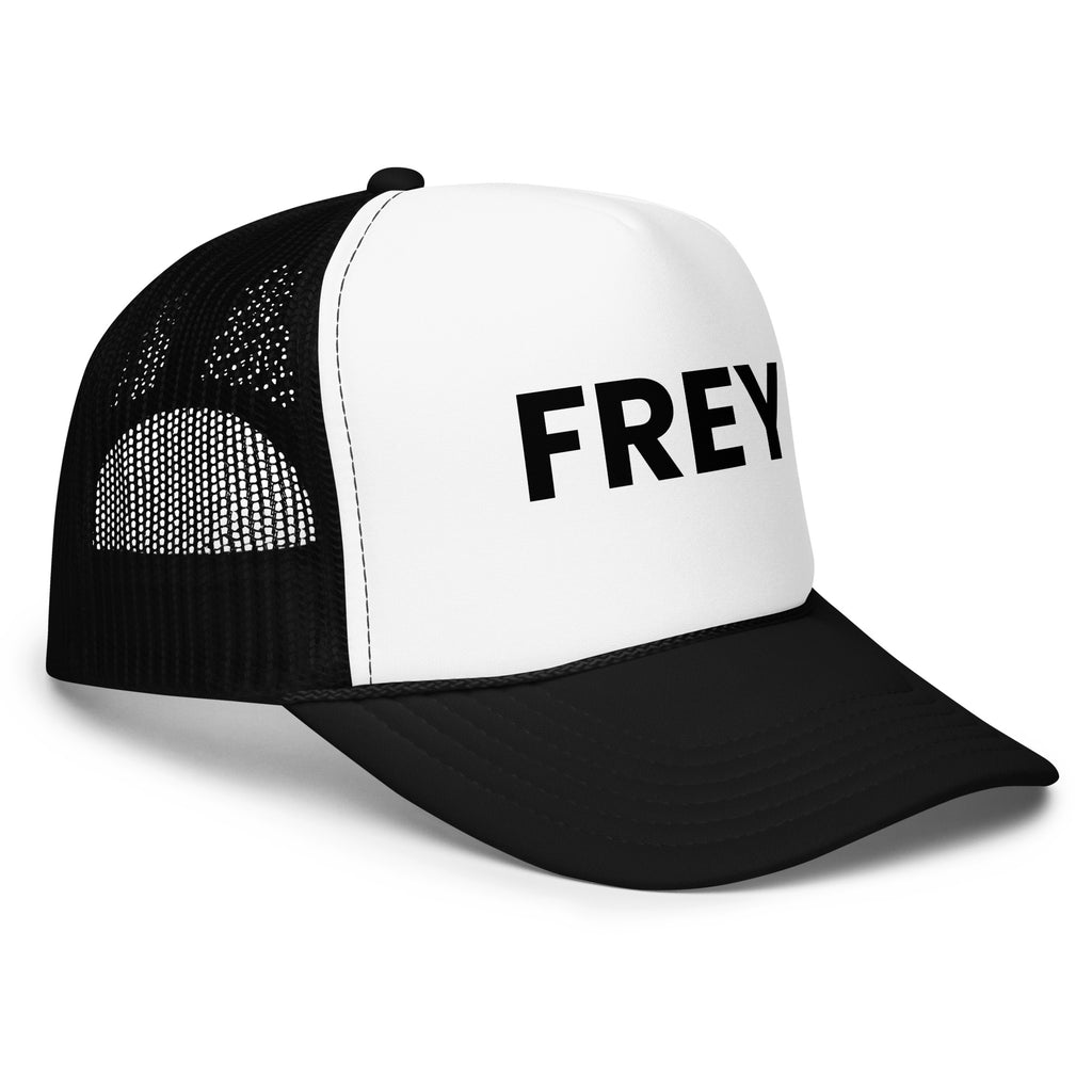 Frey Pool Hat LE black and white with black text left view