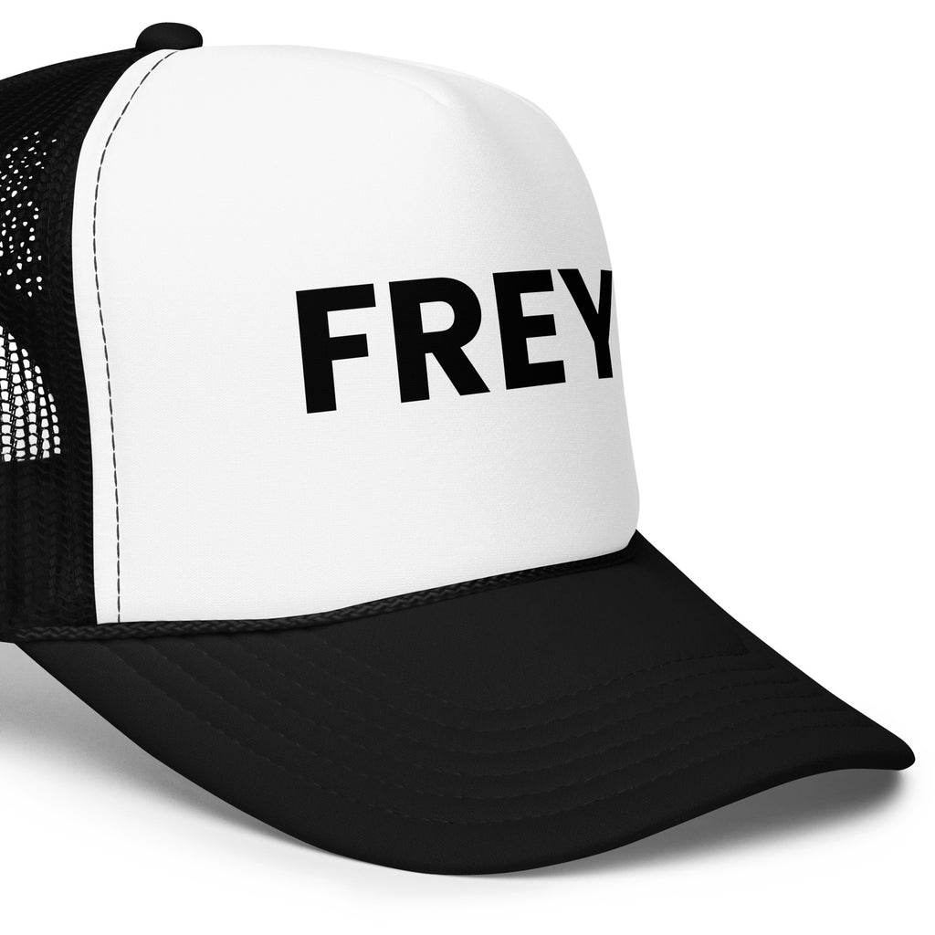 Frey Pool Hat LE black and white with black text left big view