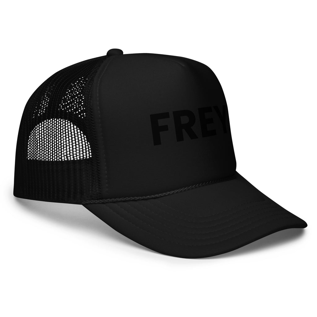 Frey Pool Hat LE black with black text left view