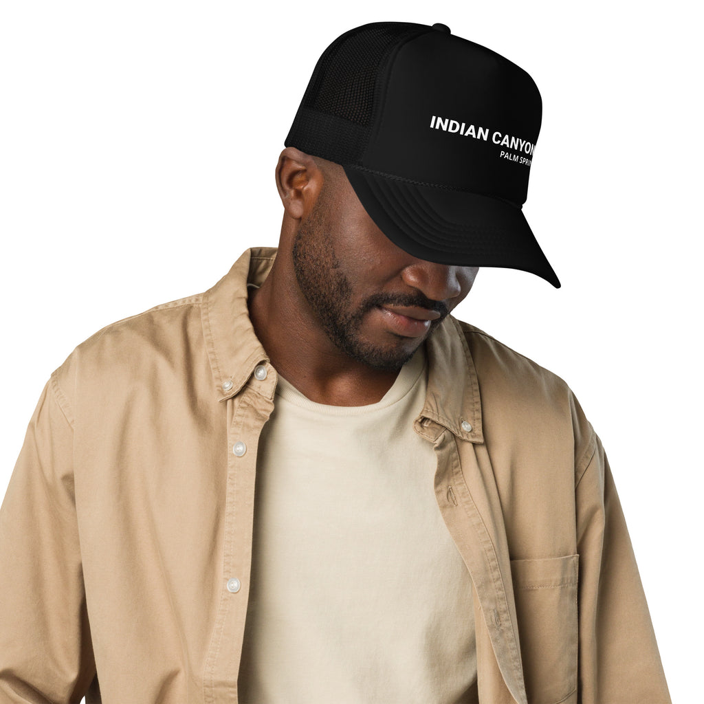 Indian Canyons Pool Hat black on man side view