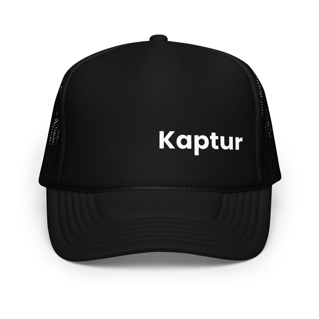 Kaptur Pool Hat black with white text front view