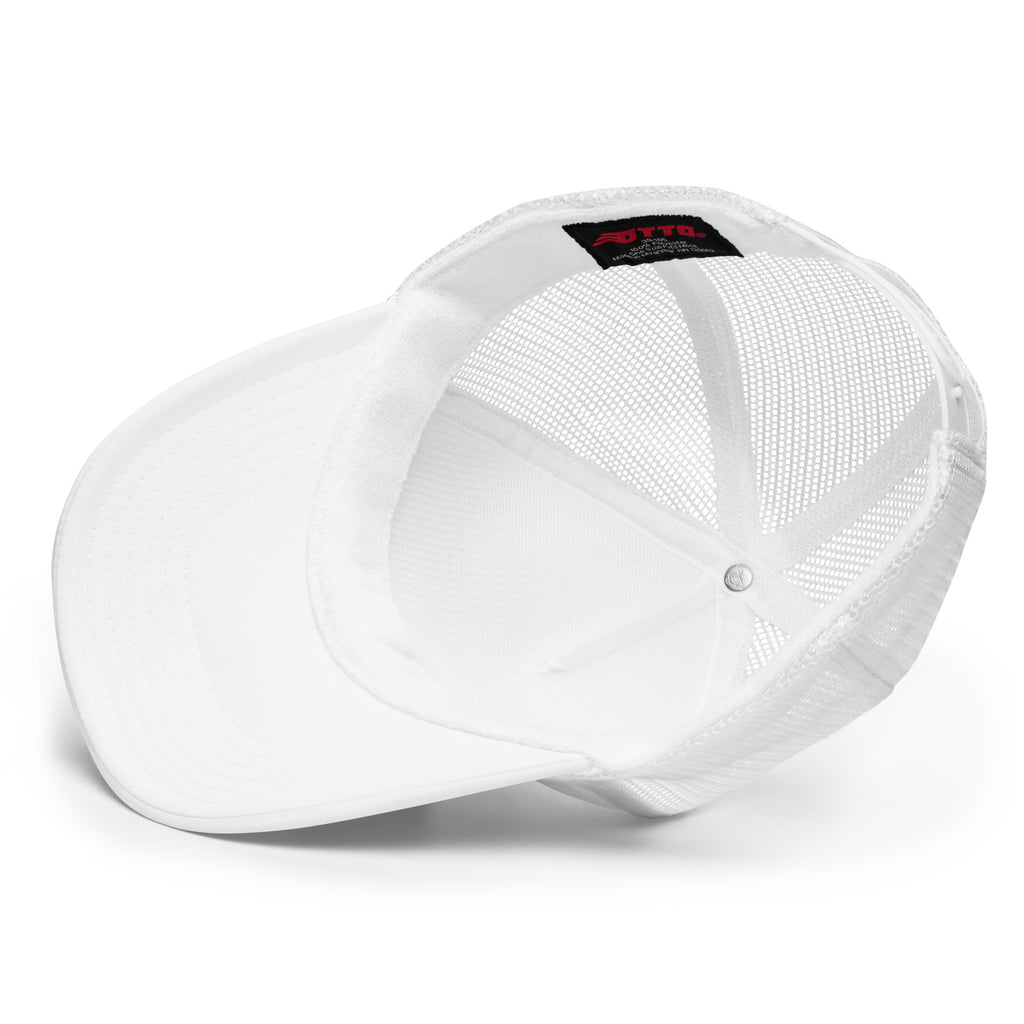 Kaptur Pool Hat white with white text underside tag view