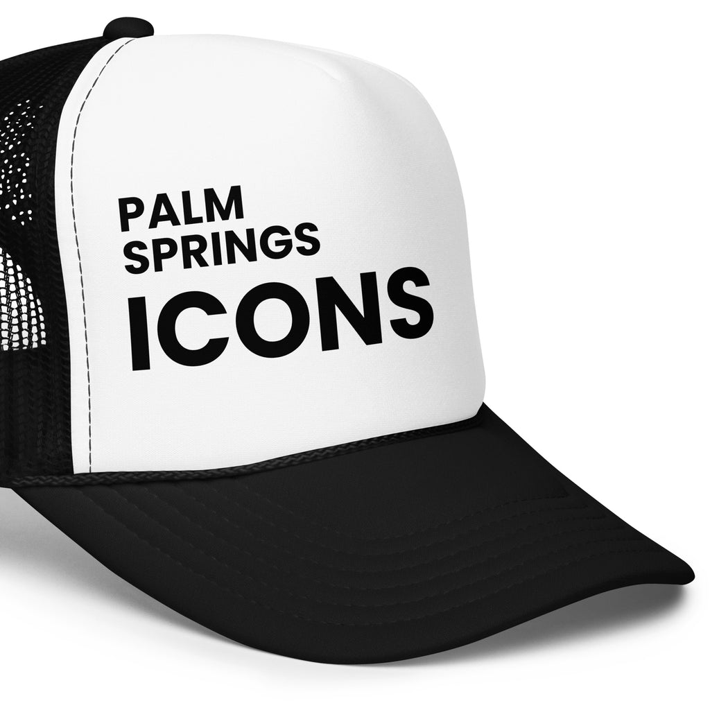 Palm Springs Icons Pool Hat black and white with black text left big view