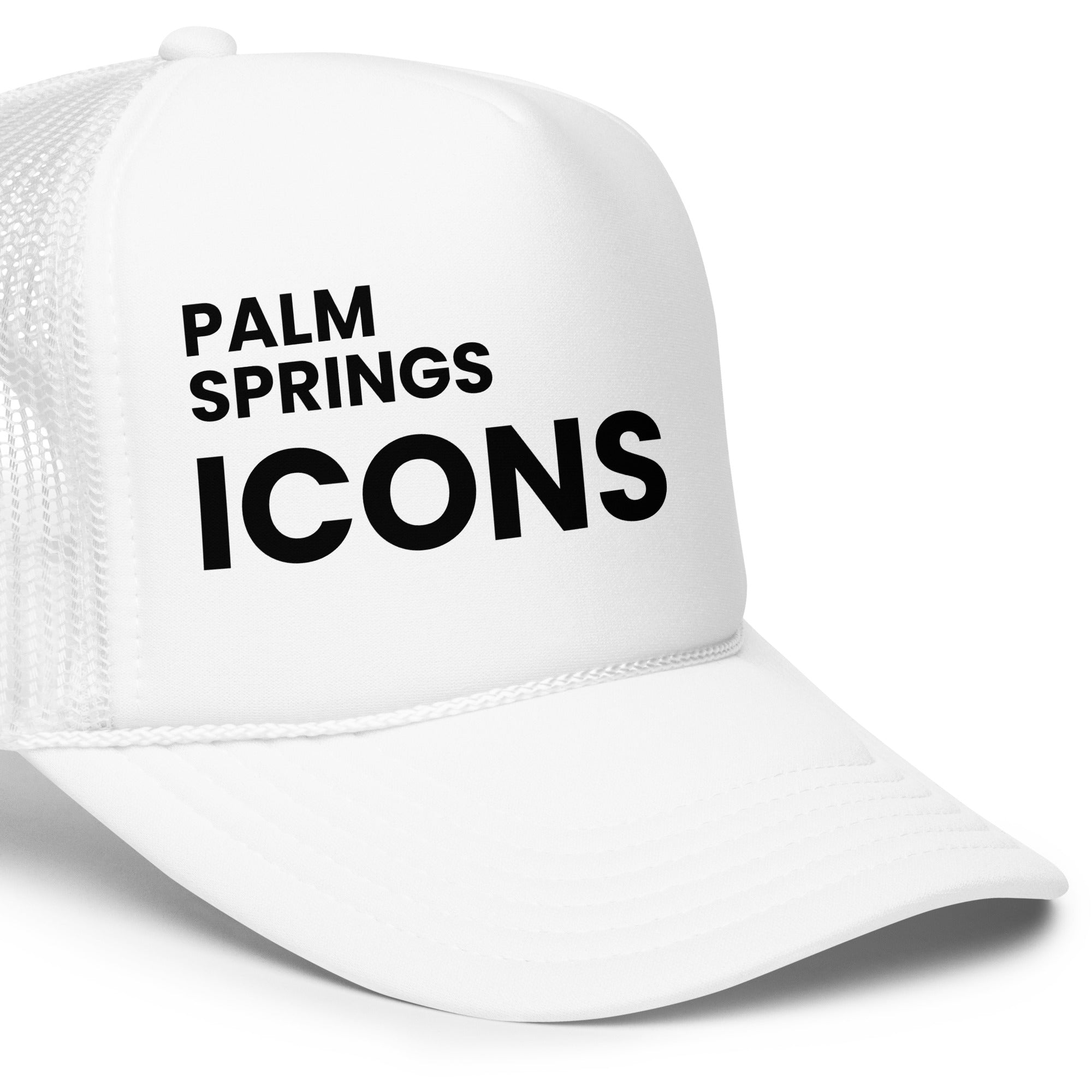 Palm Springs Icons Pool Hat white with black text left big view