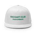 Racquet Club Mod Hat white with green text front view