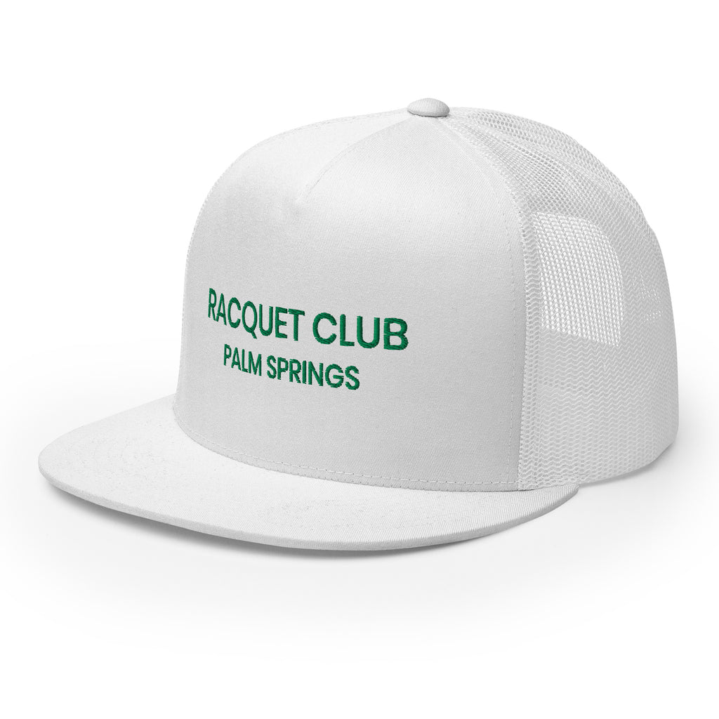 Racquet Club Mod Hat white with green text right