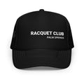 Racquet Club Pool Hat black with white text front view