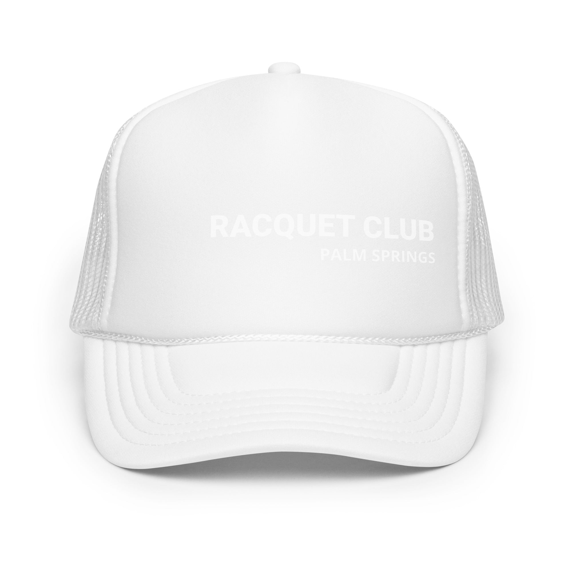 Racquet Club Pool Hat white with white text front view