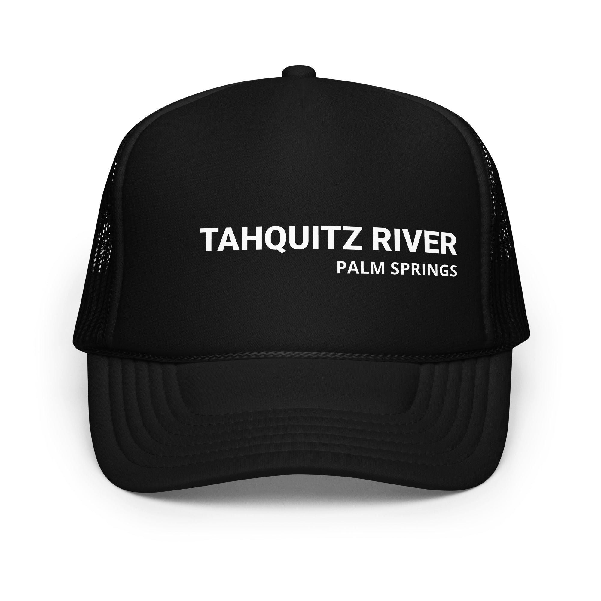 Tahquitz River Pool Hat black with white text front view