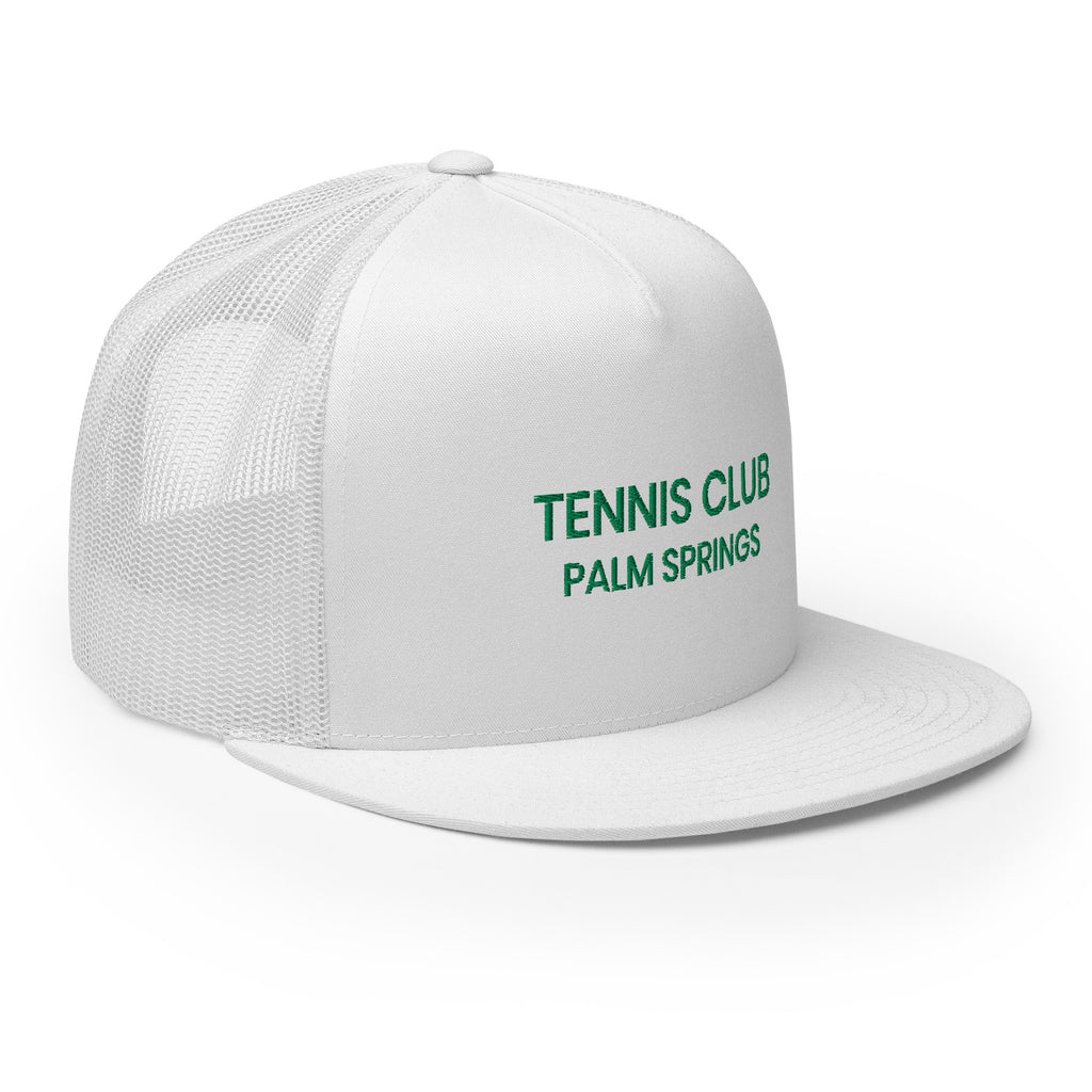 Tennis Club Mod Hat white with green text left view