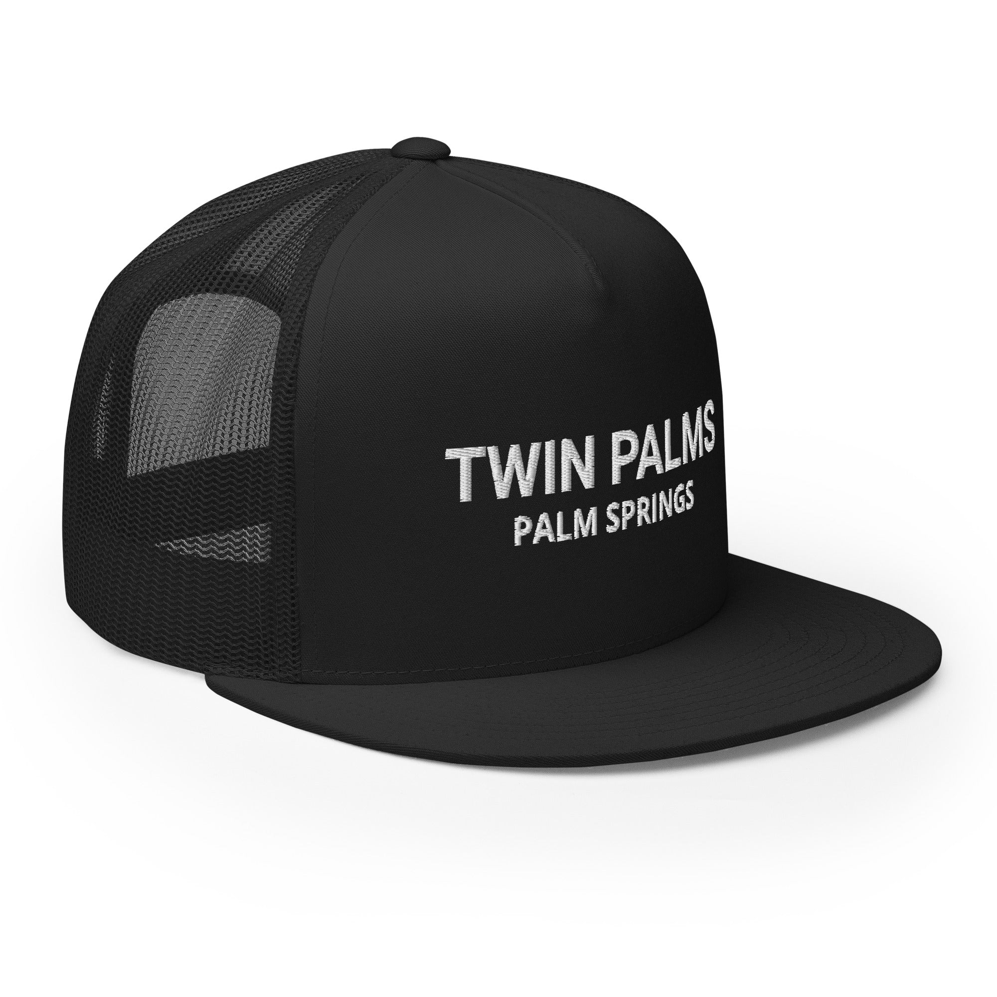 Twin Palms Mod Hat black with white text left view