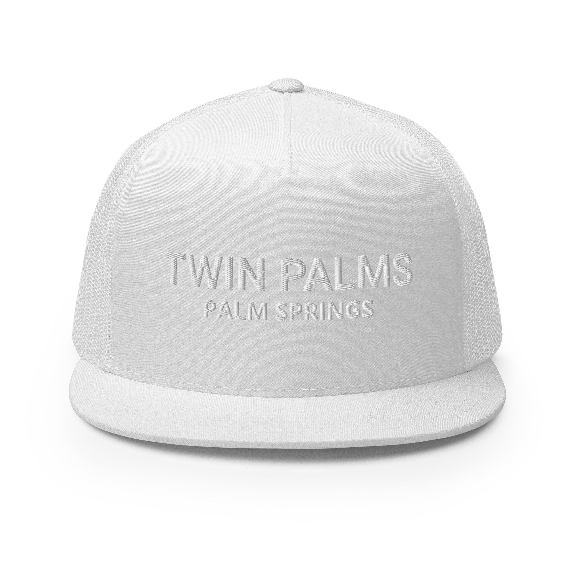Twin Palms Mod Hat white with white text front view