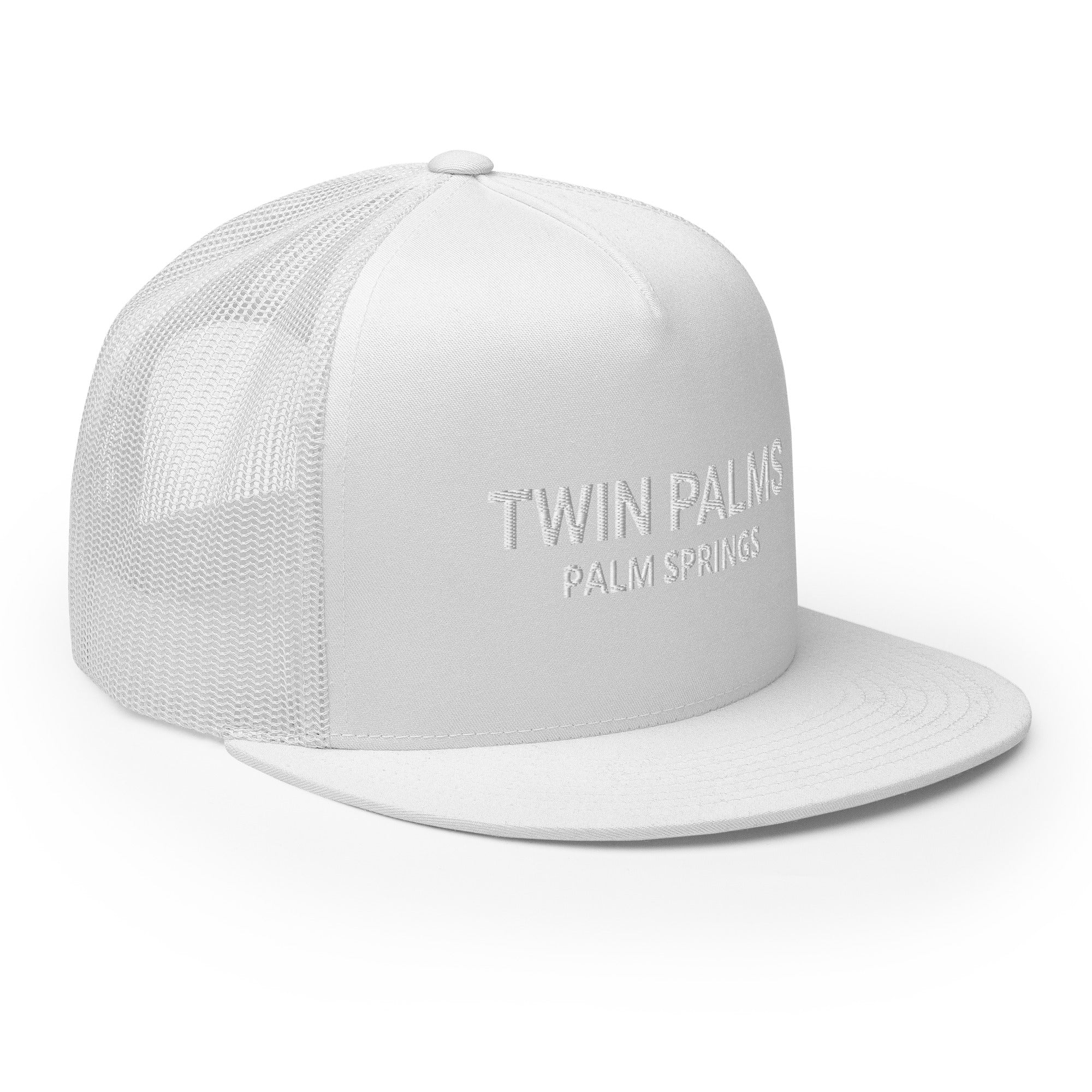 Twin Palms Mod Hat white with white text left view