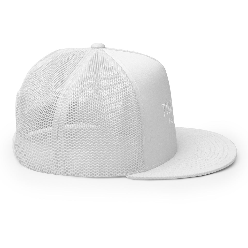 Twin Palms Mod Hat white with white text right flat view