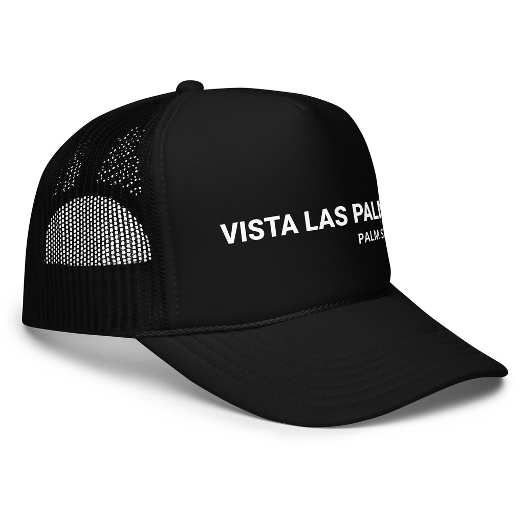 Vista Las Palmas Pool Hat black with white text left view