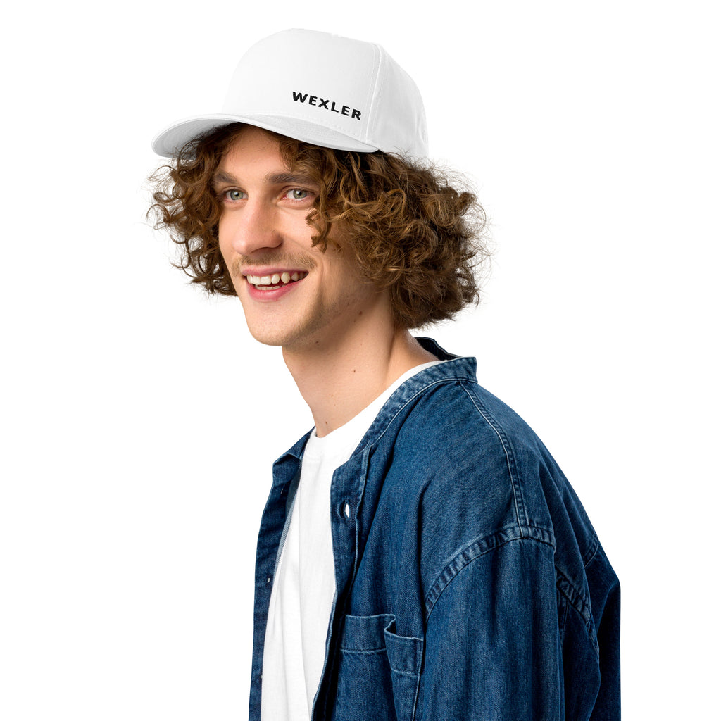 Wexler Tour Hat white with black text on man front view